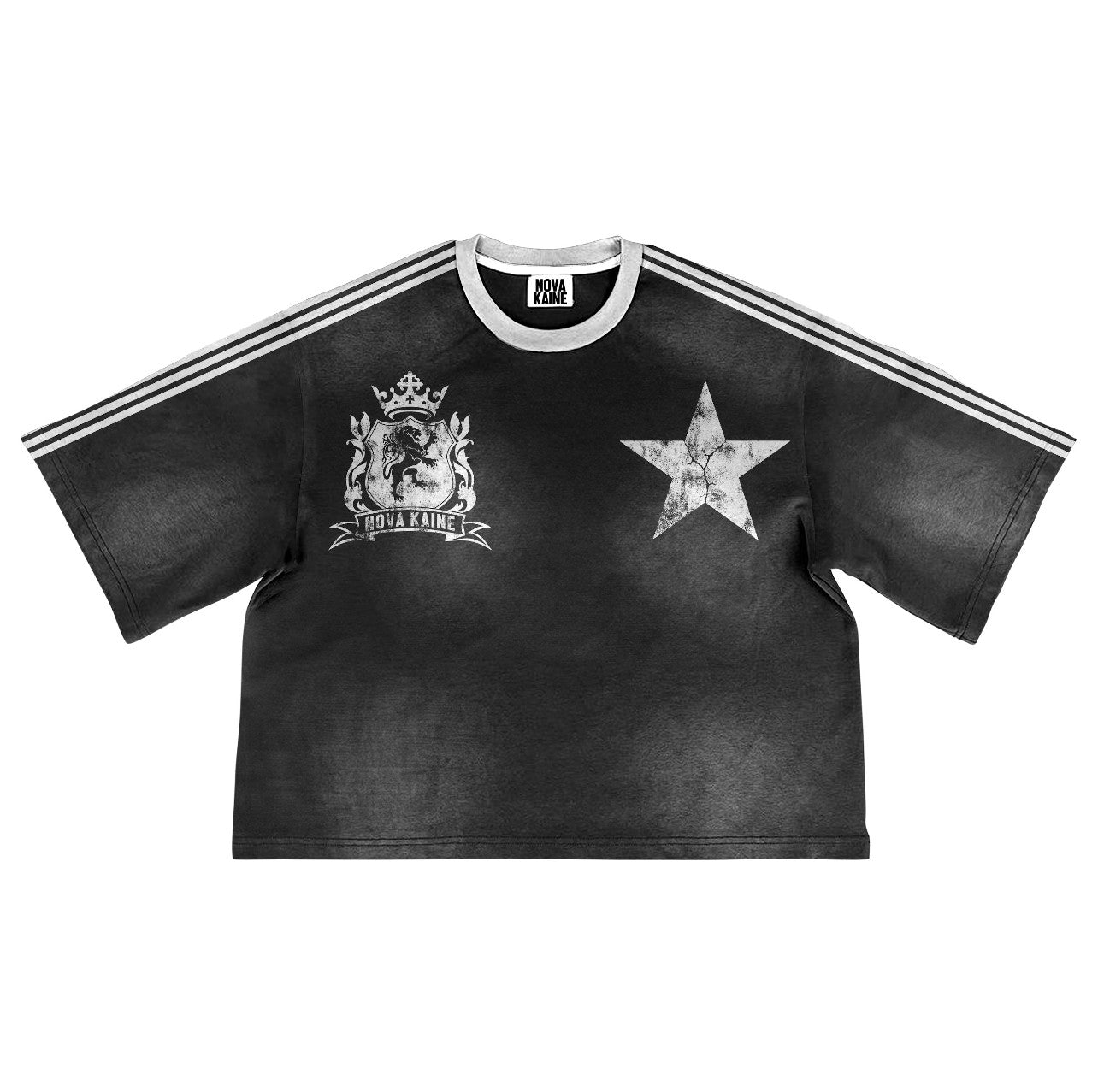 “Kingdom” Cropped Oversized Tee B&W - Nova Kaine